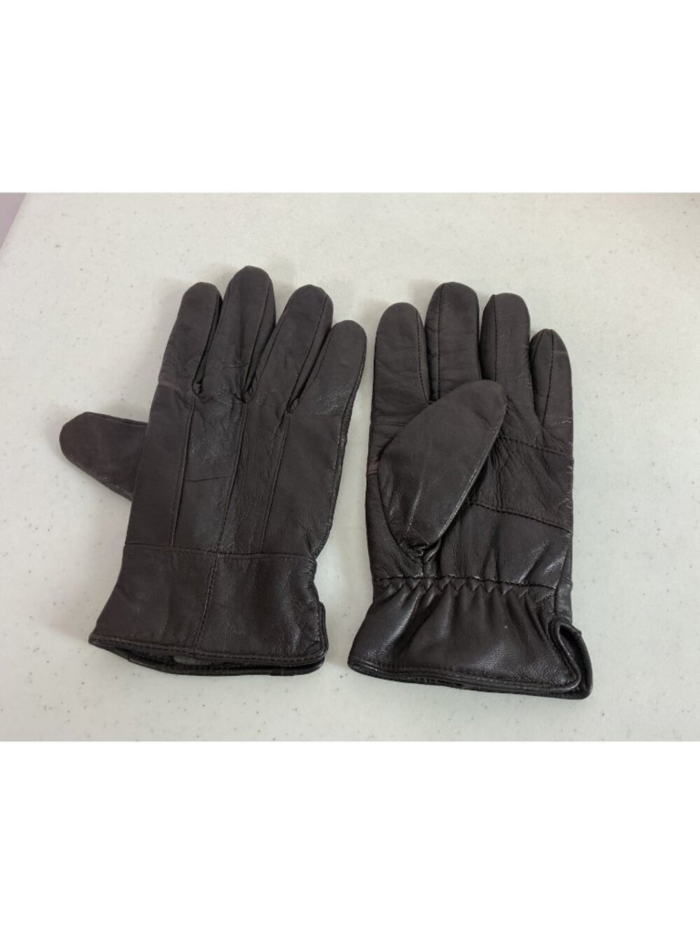 Brown Leather Driving Gloves Fleece Lined Mens Large